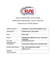 Documente similare cu kolej vokasional alor setar. Muka Depan Docx