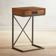 Mazza C Table With Storage Drawer Side Table With Drawer C Table Wooden Accent Table