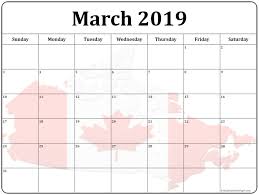 March 2019 Canada Flag Gif Calendar Printout 2019 Calendar Canada Calendar Holiday Calendar Printable