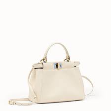 Peekaboo Mini White Leather Bag Code 8bn244a3qhf13jw 3 390 00 Fendi Bolso Piel Bolsos De Lujo