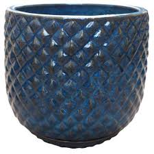 Round vase lightweight synthetic planter blue reactive glaze. Blue Plant Pots Planters The Home Depot