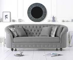 For those who love a slightly looser look, some of our sofas can be made with removable covers for an extra charge. Casey Chesterfield Grey Fabric 3 Seater Sofa Loungeliving Co Uk