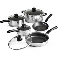 Tramontina 9 Piece Non Stick Cookware Set Red Walmart Com Cookware Set Nonstick Cookware Dishwasher Safe Cookware