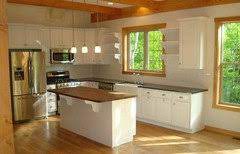 Colorado white shaker kitchen cabinets. Painting Kitchen Cabinets White In Room With Lots Of Wood Trim