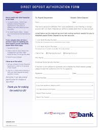 While your bank account is being processed, we are working with our bank partners to set your account up for automatic next business. Free U S Bank Direct Deposit Authorization Form Pdf Eforms