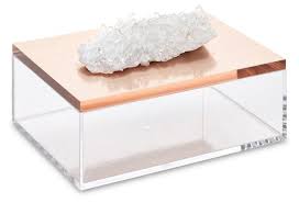 Large Acrylic Box W Quartz Rose Gold Acrylic Box Gold Home Accessories Rose Gold Decor