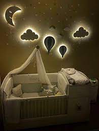 Set Of 5 Handmade Wooden Wall Lights For Little Prince Nursery Baby Room Nightlights For Wall Deco Baby Boy Room Decor Baby Boy Room Nursery Nursery Baby Room