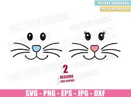 Download download cute bunny face svg cut file free graphic type that can be scaled to use with the silhouette cameo or cricut. Boy Girl Bunny Face Svg Png Easter Eyes Heart Nose Cut File Cricut