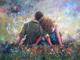 Loving Couple Art Print Lovers Hugging Wall By Vickiewadefineart 20 00 Romantic Art Couple Art Redhead Art