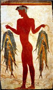 Fresco Of A Fisherman From The Bronze Age Excavation Of The Minoan Town Akrotiri On The Greek Island Of Santorini Ancient Greek Art Minoan Art Greek Art