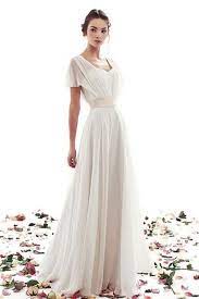A Line Lace Up Simple Short Sleeves Vintage Wedding Dress Vintage Wedding Dress Boho Wedding Dress Chiffon Wedding Dresses Simple