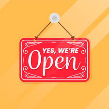 We Are Back In Business Red Sign Open For Business Sign Red Sign Vector Free