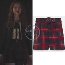 Cheryl Blossom Wears These High Waisted Navy And Red Checked Belted Zara Shorts On Riverdale 3x13 Riverdale Fashion Cheryl Style Fashion