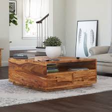 Great savings & free delivery / collection on many items. Delaware Rustic Solid Wood Square Coffee Table With 4 Drawers