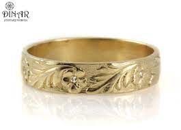 Flowers Diamond Wedding Ring 14k Gold Floral Genuine Natural Etsy Hand Engraved Wedding Ring Wedding Band Engraving Diamond Wedding Rings