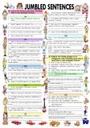 7th grade reading comprehension activities: Jumbled Sentences Worksheets