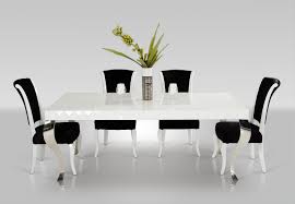 Modern white dining table set. Versus Mia White Lacquer Modern White Dining Table