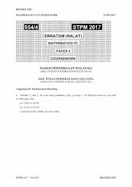 Taking math classes at another institution. Stpm Mathematics T Coursework 2016 Sem 1 Answer
