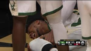 Giannis antetokounmpo suffers left knee injury: Mdkudpmklmt74m