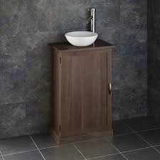Adds a luxurious feeling to your new. Narrow Dark Oak Solid Oak 500mm X 290mm Bathroom Vanity Round Basin Set Cube50g