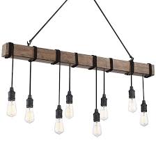 Tomas 42 1 4 W Black And Wood Grain 8 Light Island Pendant 39m40 Lamps Plus Kitchen Island Lighting Low Ceiling Lighting Rustic Pendant Lighting