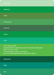 Shades Of Green Party Invitations In 2020 Green Bathroom Colors Green Colour Palette Green Color Names