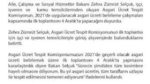 Çalışma ve sosyal güvenlik bakanlığı ile aile ve sosyal politikalar bakanlığı birleştirildi. T C Aile Calisma Ve Sosyal Hizmetler Bakanligi Bakan Selcuk 2021 Yilinda Gecerli Olacak Asgari Ucretin Tespiti Icin Ilk Toplantimizi 4 Aralik Ta Gerceklestirecegiz
