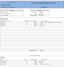 Free Time And Materials Invoice Printable Excel Template Invoice Template Proposal Templates Contract Template