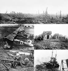 Tranșee pe frontul de vest, avioane biplane germane (albatros d.iii), tancul britanic mark i, servantul unei mitraliere vickers purtând o mască de gaze, scufundarea navei britanice hms iresistible, din cauza unei mine, la dardanele. Primul RÄƒzboi Mondial Wikipedia