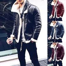 Lapel Velvet Long Sleeve Leather Jacket Sheechoshop Leather Jacket Mens Winter Fashion Outwear Jackets