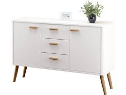 Bestehend aus 2 türen, 3 schubkästen 2 Trg Sideboard Pandora In Weiss Im Skandinavischen Design Loft24 De