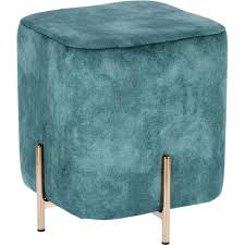 When you're part of it, you put your heart into it. Izbit Blue Square Velvet Pouffe With Gold Legs Intesi