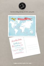 World Map International Couple Wedding Save The Date Card Airplane With Bann Bilingual Wedding Invitations Wedding Saving Destination Wedding Invitations Map