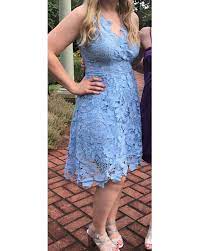 Kimilily Womens Elegant V Neck Light Blue Floral Lace Bridesmaid Dressxl See The Imag Tea Length Homecoming Dresses Lace Summer Dresses Light Blue Prom Dress