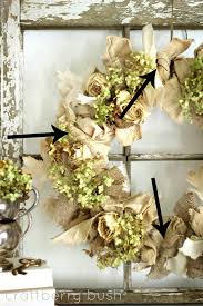Wreath can be made with faux or dried hydrangeas. Burlap Canvas And Hydrangeas A Fall Wreath