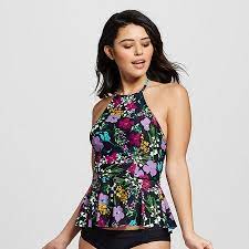 Women S Floral Peplum Tankini Swim Top Black S Sea Angel Target Beach Outfit Women Peplum Tankini Clothes