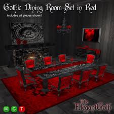 You'll find sets at bob's for under $500 for a dining table and chairs, and up to $4,300 for beautiful sets that include 10 chairs, a table and china hutch. Second Life Marketplace Gothic Dining Room Set In Red Gothic Furniture For The Dining Room