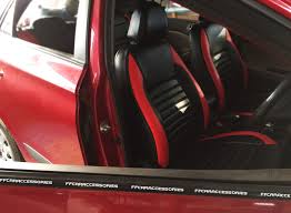 Red Black Combination Of Hyundai I 20 Customised Seat Cover Gives An Sporty Look Designed And Installed By Our Team Car Accessories Hyundai Car Seats