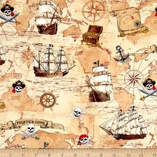 Timeless Treasures Pirate S Cove Pirate Map Ships Tan Ocean Quilt Pirate Maps Printing On Fabric