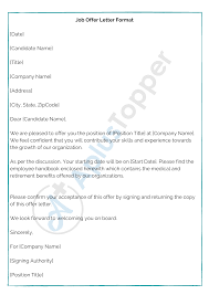 These are points that you and your contact at the company have discussed in relation to your employment. Offer Letter Format Job Offer Letter Format Samples Template Examples A Plus Topper