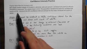 Confidence Intervals Practice Problem 1 Youtube