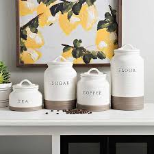 Two Tone Modern Farmhouse Canisters Set Of 4 Farmhouse Canisters Farmhouse Kitchen Decor Ceramic Kitchen Canisters