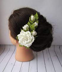 Add to bag rose gold rhinestone bouquet hair comb add to bag. White Rose Hair Clip Formal Flowers Wedding Side Hair Piece Rose Hair Rose Hair Clip Wedding Sides