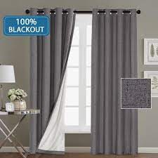 The best blackout curtains(sun zero) ever from walmart. 100 Blackout Linen Look Waterproof Grey Curtains For Bedroom Blackout Drapes 96 Inches Long Grommet Window Treatment Curtain Draperies 2 Panels Walmart Com Walmart Com