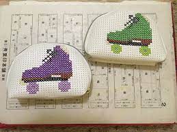 Cross stitch patterns roller derby. Fo These Target Bags Will Be Birthday Presents For Twin Sisters Who Are In A Roller Derby League Crossstitch