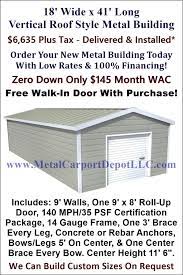 18 X 41 Steel Building Vertical Roof Metal Garage Metal Carport Depot Metal Buildings Roof Styles Metal Roof