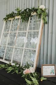 Vintage Window Seating Chart Floral Accent Greenery