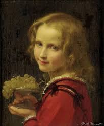 Girl with Grapes by Leon-Jean-Basile Perrault Reproduction Painting for Sale