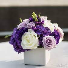 Purple And White Centerpieces Purple Wedding Flowers Purple And White Flowers Purple Centerpieces