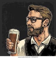 Hipster Holding Glass Beer Vintage Vector Stock Vector (Royalty Free)  540568411